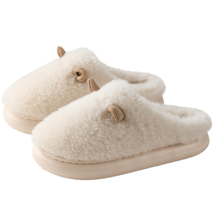棉羊毛拖鞋女冬款家居室内毛毛绒高级感保暖防滑透气软底棉拖鞋男