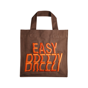 CHICBOUTIQUE 方形文字刺绣多色创意小号纵向手提帆布包