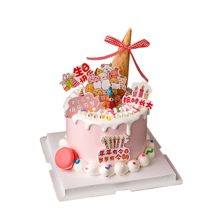 儿童生日蛋糕装饰可爱小熊蜡烛插件按时长大年年有今日卡通插牌