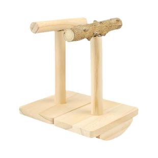 鹦鹉实木训练小鸟玩具互动桌面站杆花椒木实木站台鹦鹉摇摇乐玩具