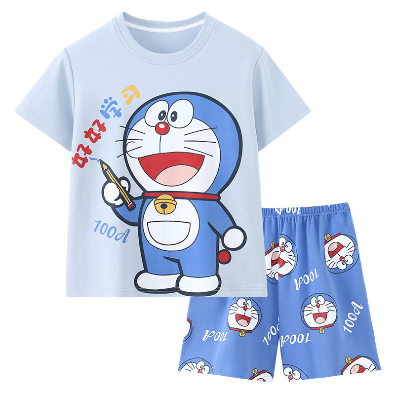 夏天儿童睡衣男孩卡通叮当猫短袖