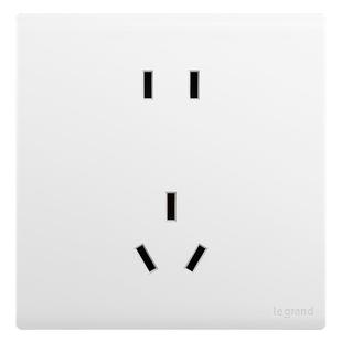 罗格朗开关插座面板哑光简悦白一开五孔10A暗装家用16A三孔空调插