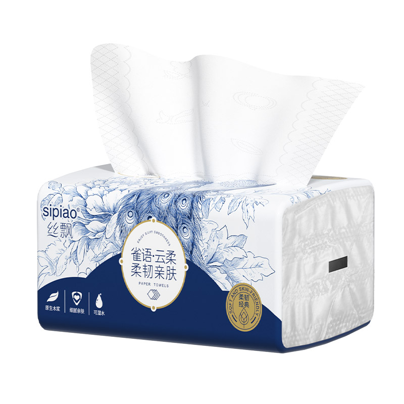 丝飘雀语抽取式面巾纸家用宿舍柔软亲肤原生木浆抽纸可擦手实惠装
