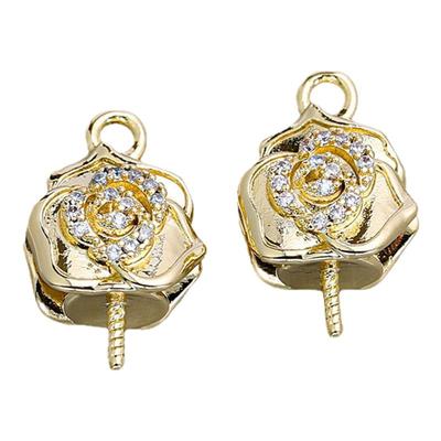 海家高保色铜镀16K金色银色羊角钉diy手机链锆石合金配件手工串珠