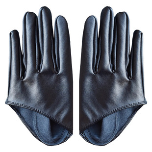 lolita洛丽塔露背半截黑色皮手套短半掌赛博朋克哥特修女cos配饰