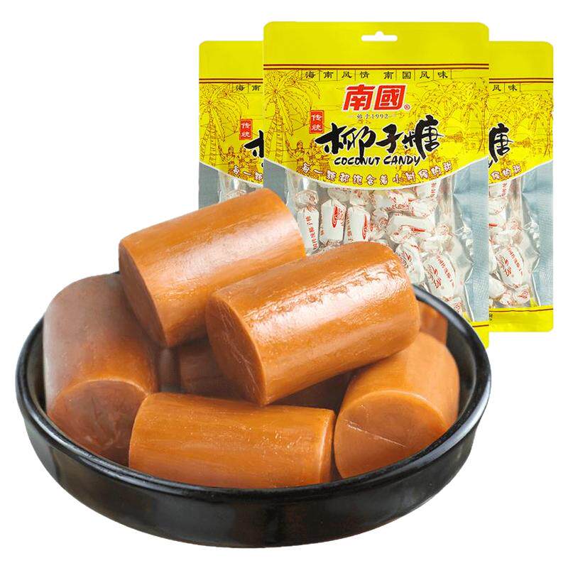 南国食品海南三亚特产零食糖果特浓传统椰子糖200gX3东郊椰林送礼
