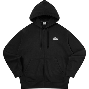 umbro茵宝官方运动连帽外套复古针织夹克简约百搭拉链套装上衣男