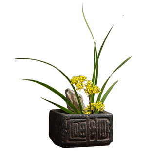 掬涵中式仿古富贵锈色花盆插花复古做旧花器禅意客厅桌面装饰摆件