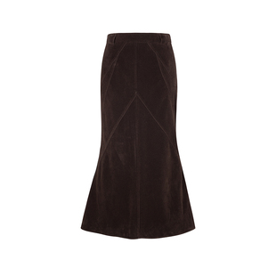 dorydory 原创设计 新中式高腰麂皮绒鱼尾半身裙秋冬中长裙子小众