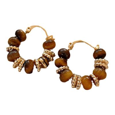 美拉德虎眼石复古耳环高级感耳饰