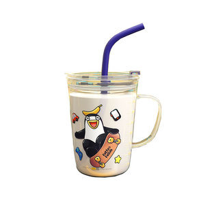 清仓利鲁奇儿童喝奶杯宝宝牛奶杯1冲奶粉泡2吸管玻璃杯带刻度3岁