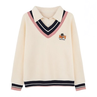 【非正式学院】a02学院风假两件针织衫女2025衬衫领减龄套头毛衣