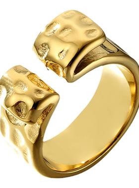 镀金开口戒指欧美风时尚钛钢