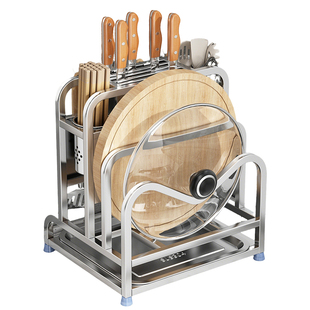 304不锈钢刀架厨房不锈钢刀架置物架厨房一体砧板菜板菜刀收纳架