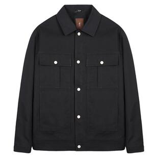 才子男装翻领工装夹克男士2025春秋季新款修身多口袋黑色短款外套