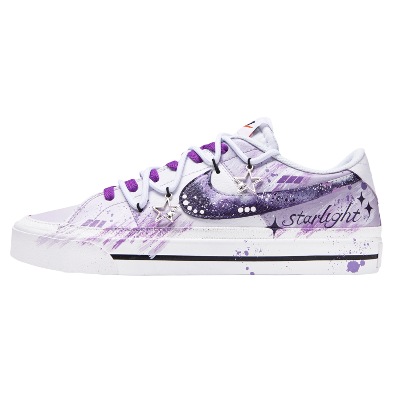 球鞋定制 Nike Court Legacy 星月神话嘻哈涂鸦撞色男女低帮板鞋
