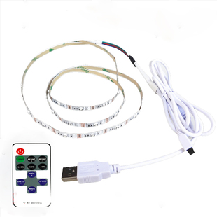 led三色彩色遥控灯带usb灯带电池盒5v防水呼吸灯带调光闪光爆闪烁