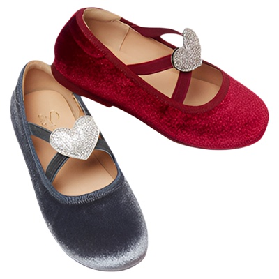 斯纳菲秋季新款女童舞蹈鞋丝绒红色灰色软底宝宝皮鞋公主鞋演出鞋
