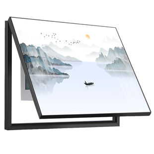 新中式电表箱装饰画免打孔水墨风景客餐厅挂画强弱电源开关遮挡画