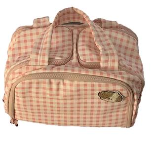 粉色格子化妆包大容量女2025新款化妆品收纳包便携旅行手提洗漱包