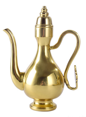 黄铜酒壶元宝财神摆件供杯