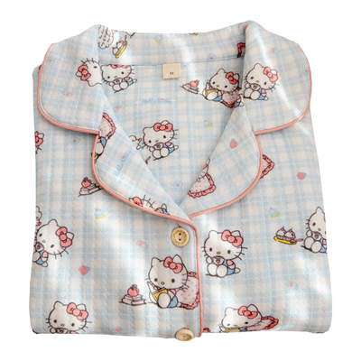 卡通可爱猫咪秋冬季睡衣女款纯棉