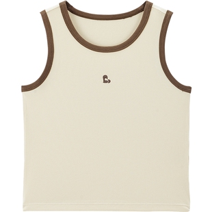 【商场同款】乐町撞色圆领宽肩带背心新款修身无袖上衣C2CQF3149