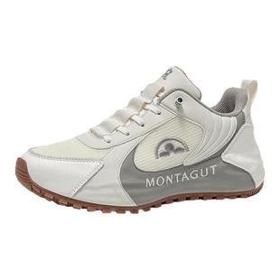 梦特娇痞帅高级感男鞋春季真皮拼接包底内增高白色休闲帕拉运动鞋