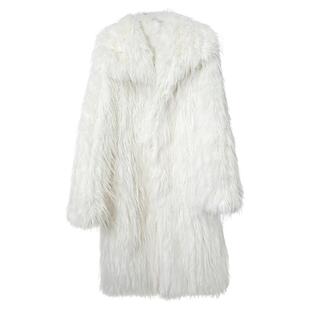 bgc斯拉夫风俄式辣妹白色环保皮草大衣长款保暖轻奢卷毛贵妇外套