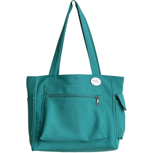 原创多口袋设计拉链通勤加厚帆布托特休闲文艺学生简约单肩手提包