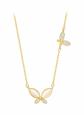 轻奢设计师款小众猫眼石蝴蝶项链