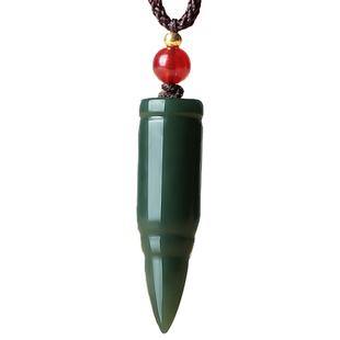 天然新疆和田玉青玉羊脂白玉子弹吊坠战狼同款男女弹头项链挂件