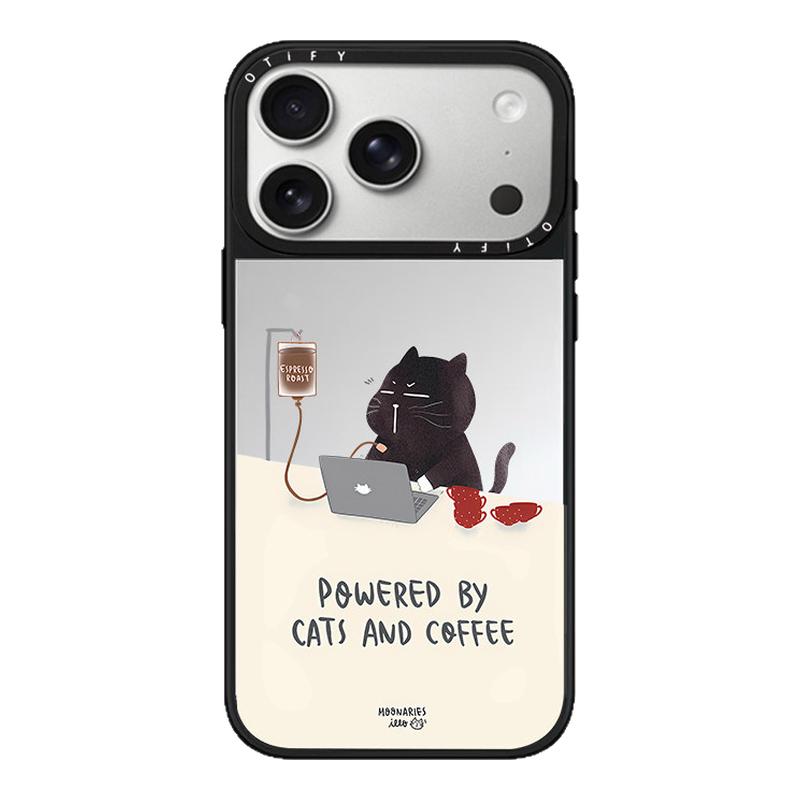 CASETiFiY趴桌子喝咖啡小黑猫咪适用苹果iPhone16pro/17ProMax/15高级感18手机壳卡通14创意13华强北平替潮女