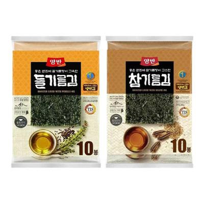 韩国直邮YANGBAN海苔片苏籽油芝麻油更脆香即食紫菜寿司儿童零食