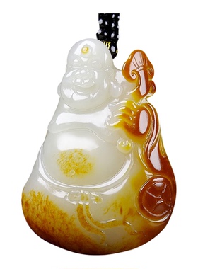 保真和田玉如意笑佛把件