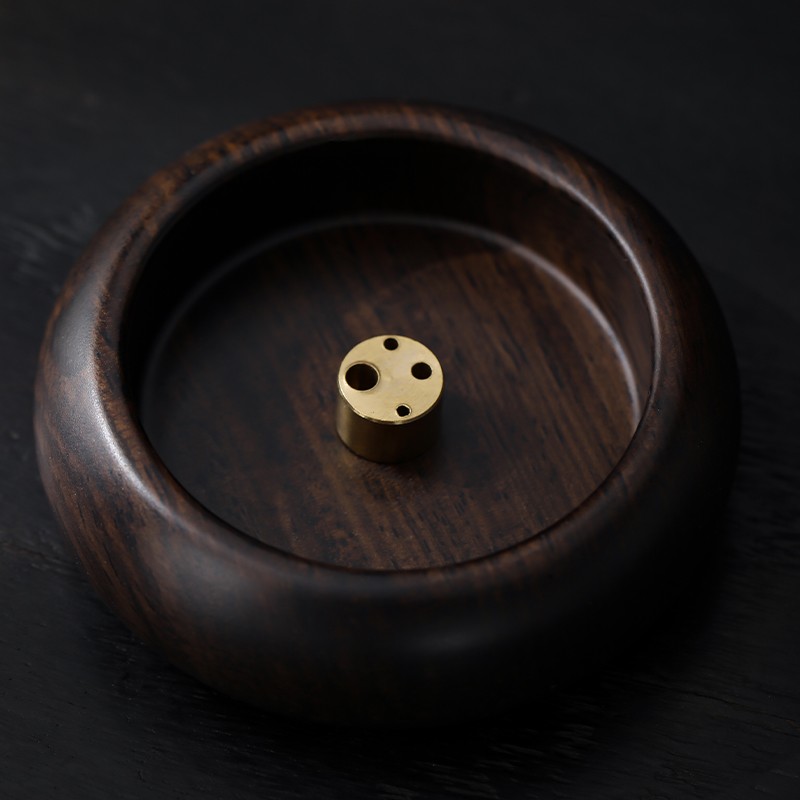 黑檀木多孔线香炉檀香香薰炉家用室内熏香花梨实木小香插香座香托