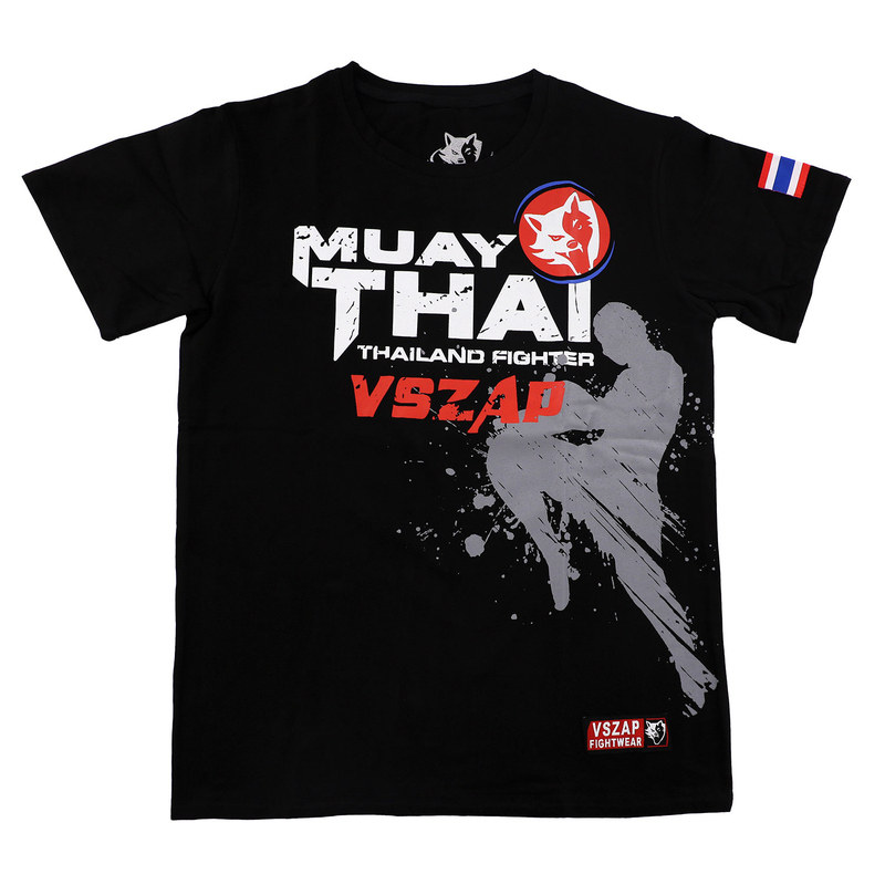 VSZAP运动泰拳健身短袖T恤男MMA训练搏击格斗比赛纯棉毒液拳击服