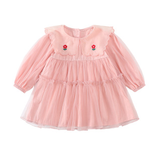 春款女童纱裙2026可爱娃娃领半身裙女宝休闲时尚元气活力春夏装