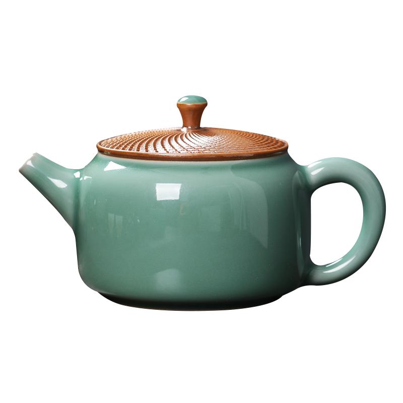 青瓷茶壺手工作漢瓦壺跳叨單壺功夫茶具泡茶器高檔禮盒中式泡茶壺