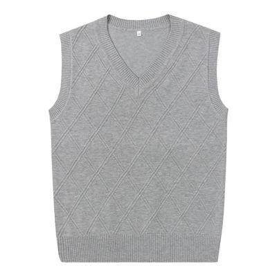 英伦学院风校服针织衫马甲学生儿童毛衣藏青枣红纯色菱形格子马甲