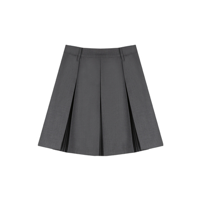 BLUEerror垂顺短款灰色百褶裙