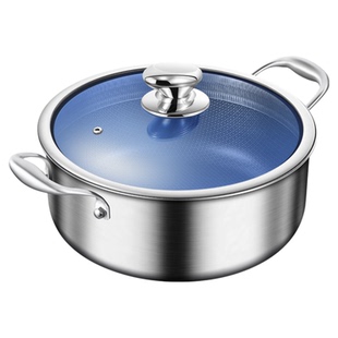 铿锵不锈钢汤锅316家用煮粥锅双耳蒸煮炖小火锅电磁炉专用不粘锅