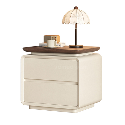 100%纯实木床头柜中古奶油风新款