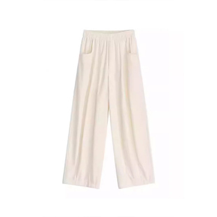 夏日松弛感白色大码云朵裤女胖mm显瘦九分休闲薄款宽松气球灯笼裤