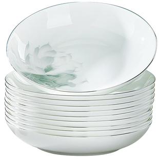 骨瓷碗家用唐山品质餐具45%骨粉2025新款好看的银边碗盘碟子组合