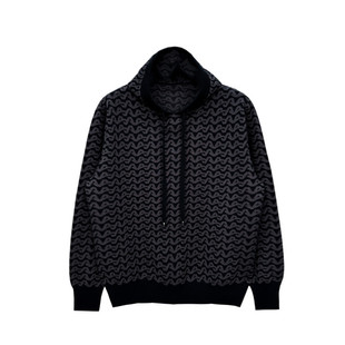 秋冬新款休闲男式保暖上衣连帽针织衫时尚复古独特字母提花毛衣男