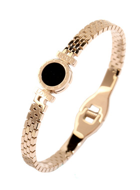 钛钢玫瑰金日韩版潮人不掉色手镯