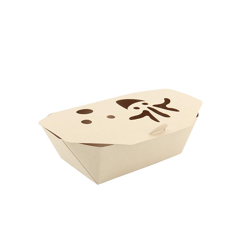 一次性船盒章鱼小丸子盒子免折牛皮竹浆小吃打包盒包装盒