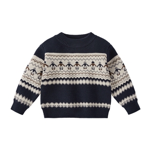 [抗菌远红外]男童毛衣春装宝宝红色洋气男小童上衣新款儿童针织衫