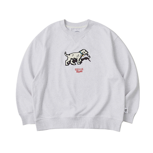 Battles 唱片斑点狗卫衣毛巾绣重磅420g套头圆领宽松休闲美式